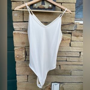 American Eagle White Ribbed Bodysuit.